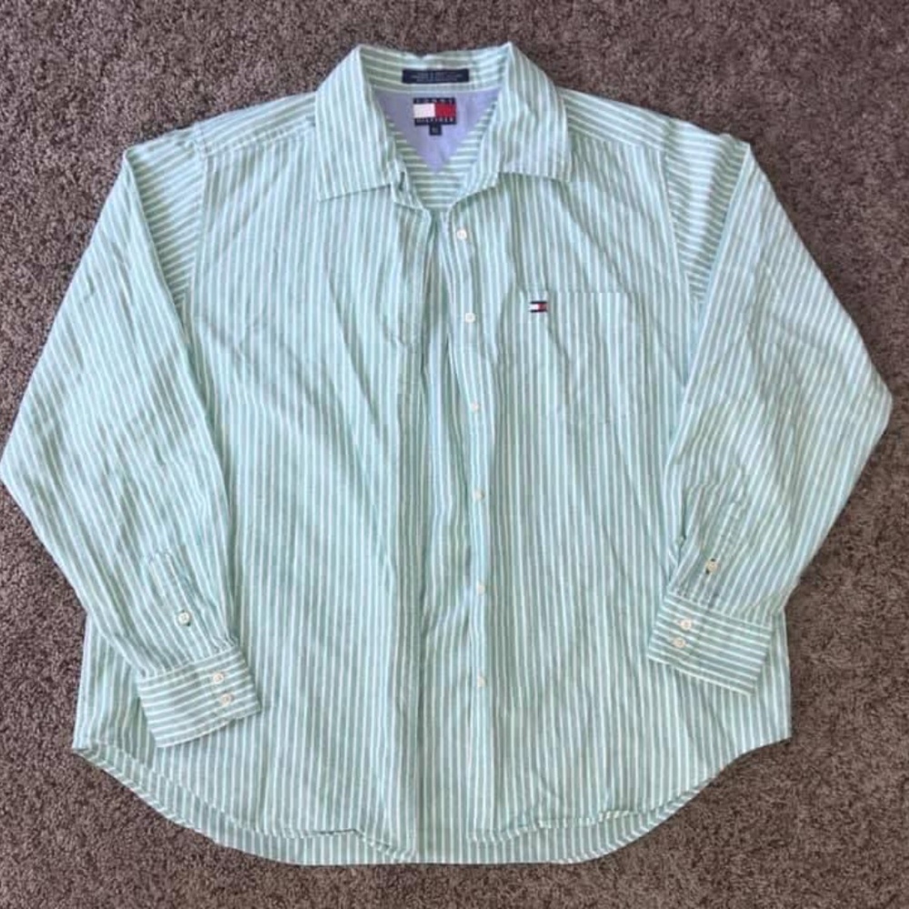 Tommy Hilfiger Teal Striped Button Down